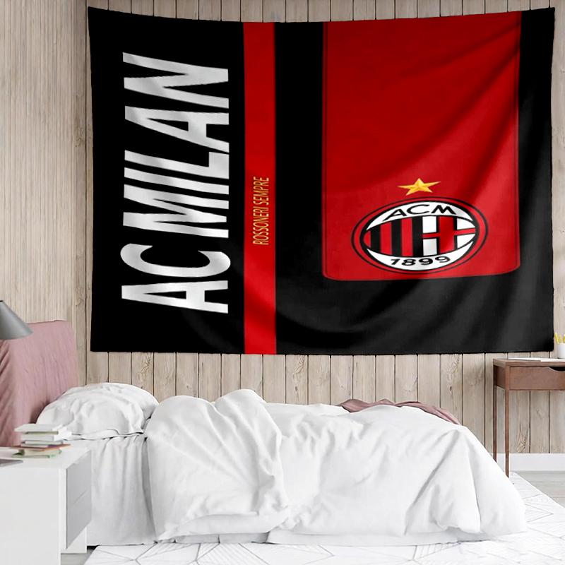 AC Milan Print Tapestry, Backdrop, Easy Setup, Ideal for Bedroom, Office & Living Room, with Aesthetic Wall Hanging Decor.