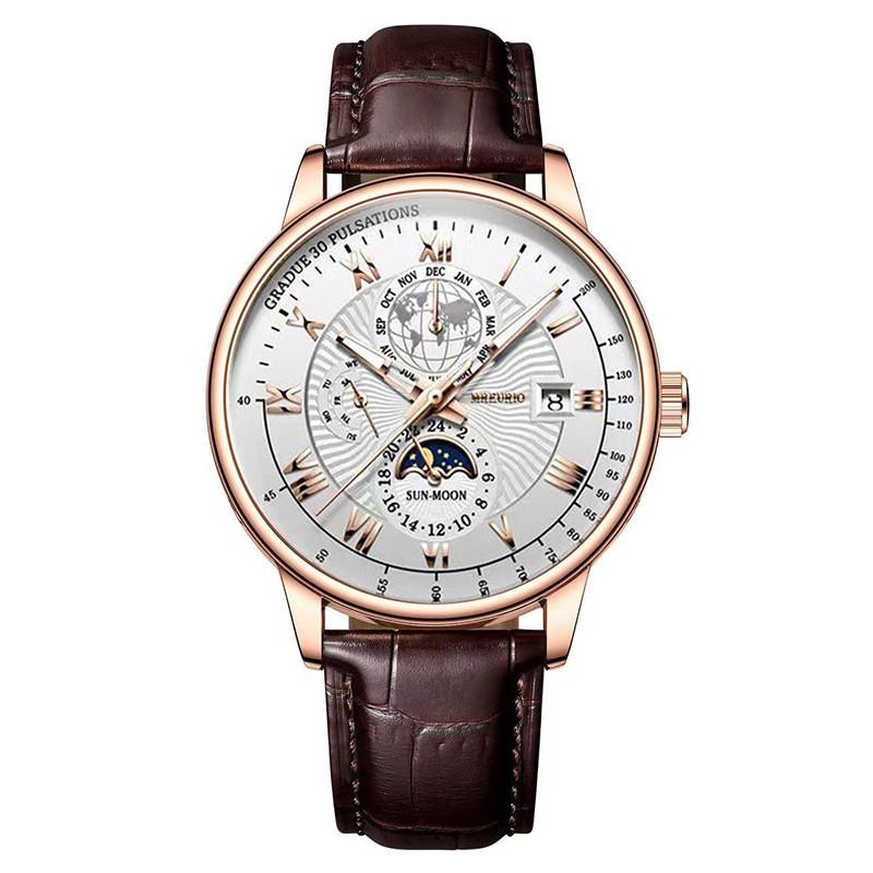 Modern Mens Watch With Calendar Function And Leather Strap For Business Use