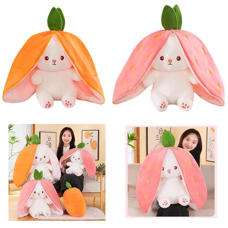 Creative Children's Bunny Doll-transforming Plush Toy With Carrot And Strawberry Options