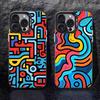 Bunte Linien Graffiti Handyhülle Für iPhone 17 16 15 14 13 12 11 Pro Max XS Max 7 8 Plus Stoßfeste Silikon Matte Abdeckung