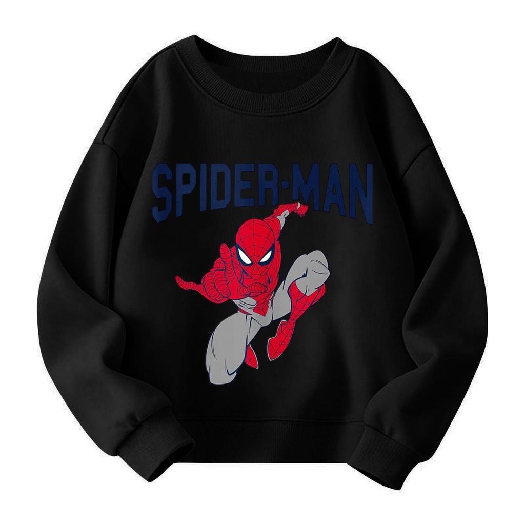Boys and girls round neck plus velvet pullover printed top sweatshirt