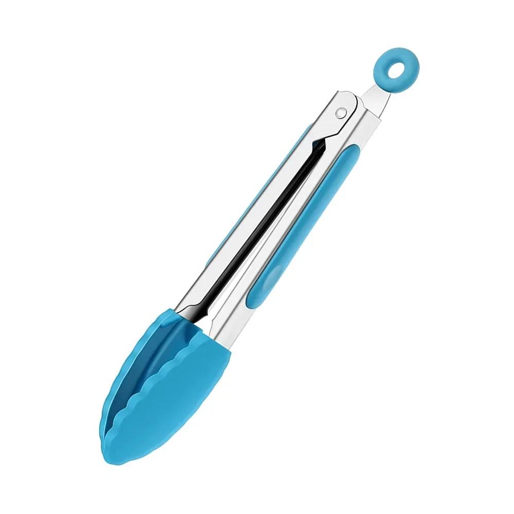 Stainless Steel Kitchen Tongs, Silicone Non - Slip Cooking Clip Clamp, BBQ Salad Tools, Grill Kitchen Accessories
