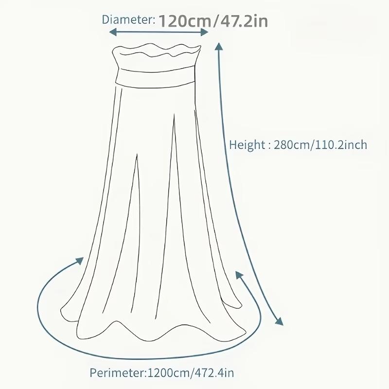 Single Dome Canopy Mosquito Net Extra Height and Extra Density,Lace Trim Canopy Mosquito Net for Floor-Standing Princess Beds