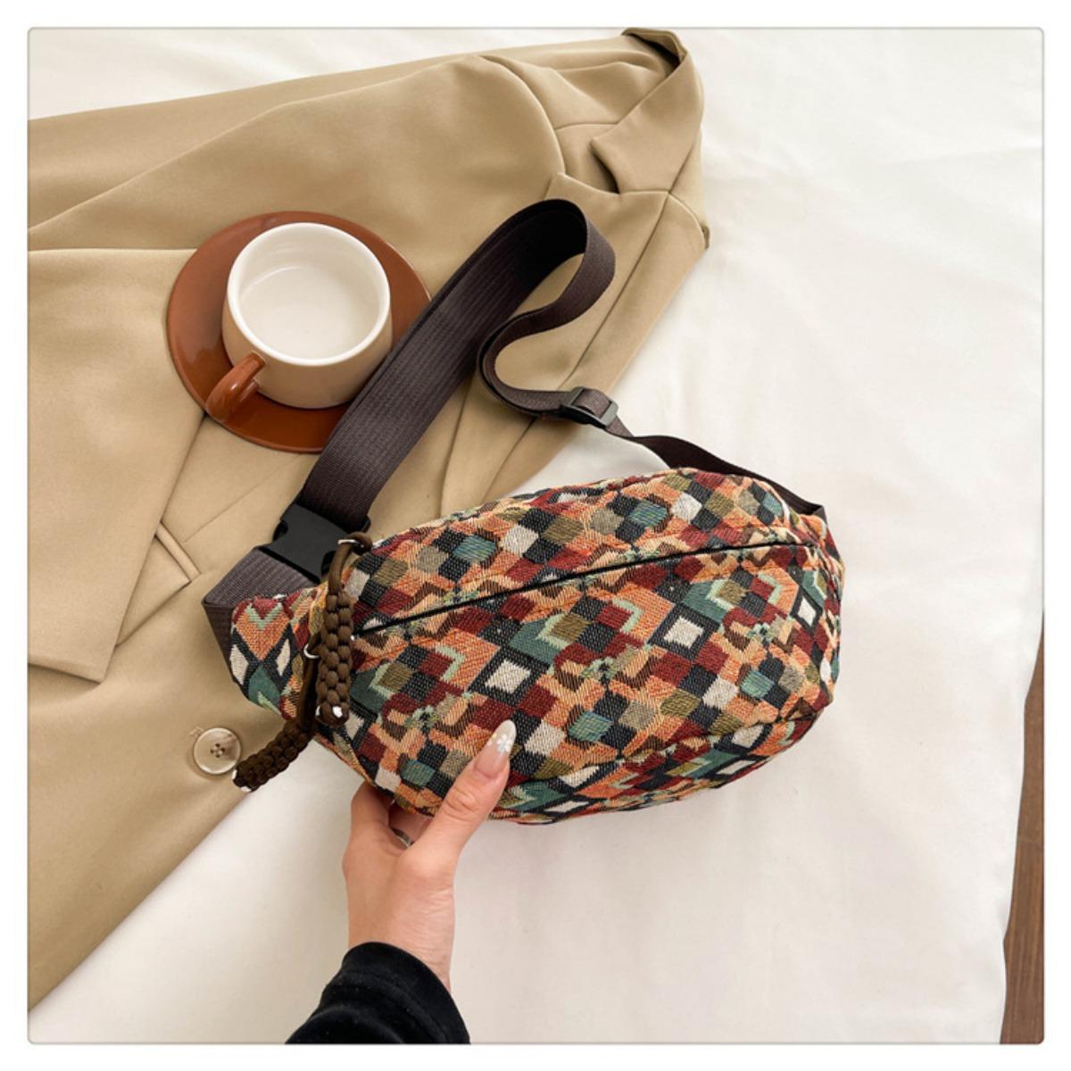 

Ретро этнический стиль нагрудная сумка, трендовый бренд, большая вместимость сумка через плечо, мужская и женская повседневная поясная сумка, новая спортивная сумка через плечо кофейный