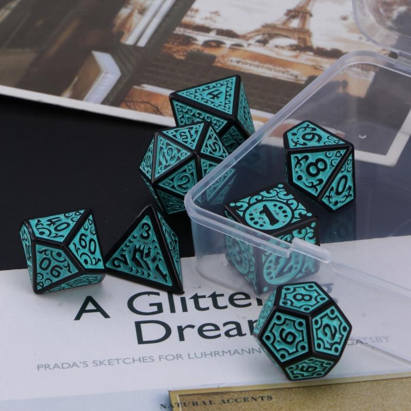 7Pcs/set Polyhedral Acrylic Dices Multiple Face Various Shape Digital Game Dices for Club Party Family Board Game Props
