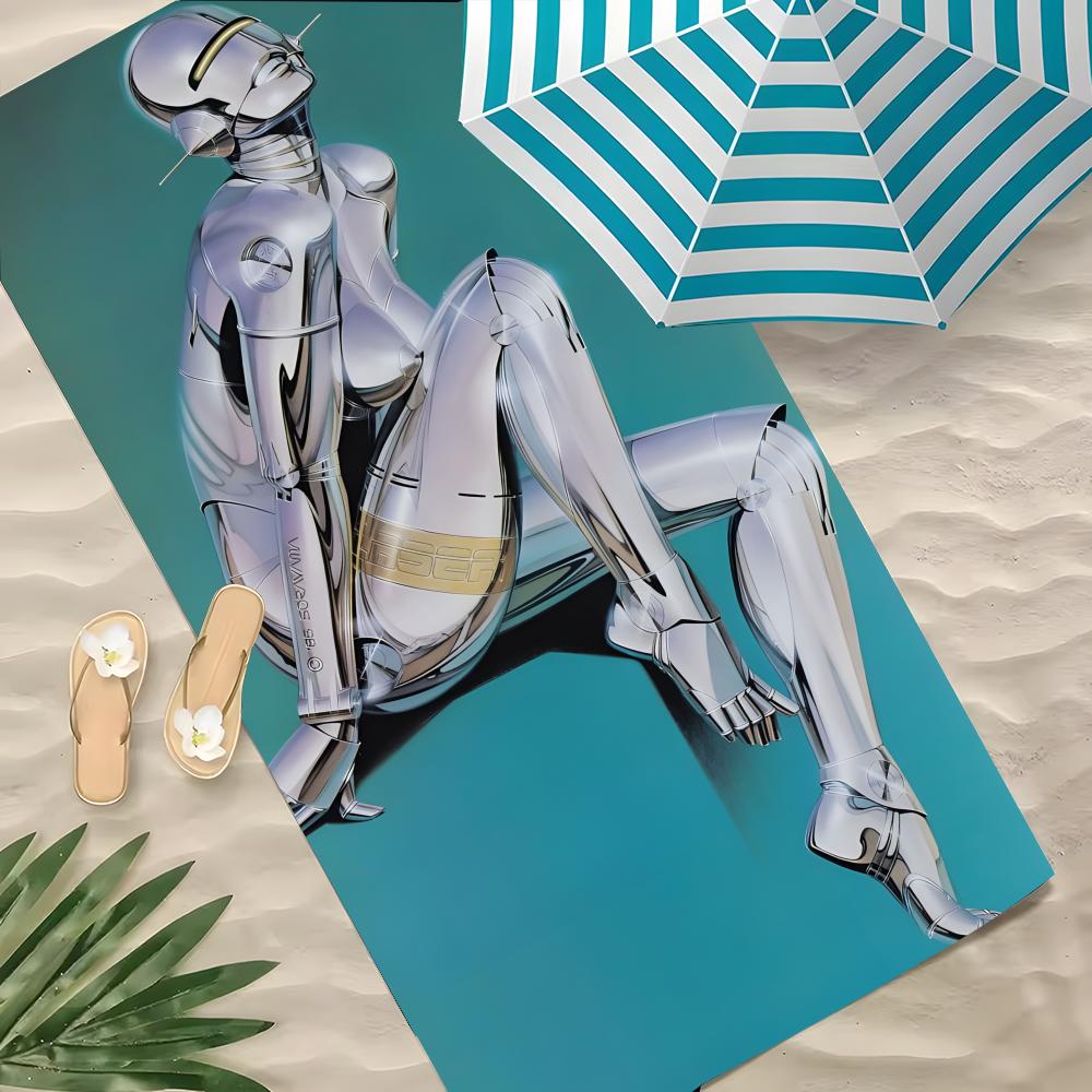 Artist Hajime Sorayama Towel Polyester Beach Towel Quick Dry Sand Free Bath Towel for Summer Pool Travel Vacation