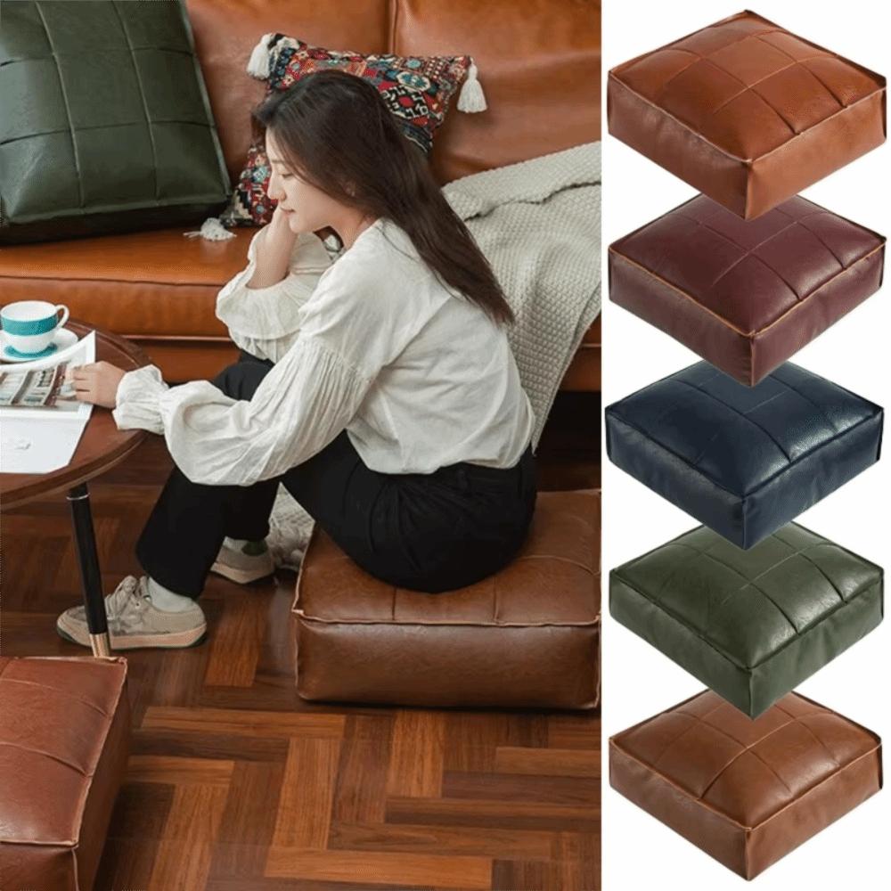 PU Leather Tatami Sitting Mat Square Storage Leg Bench Floor Cushion Decorative Ottoman  Under Desk
