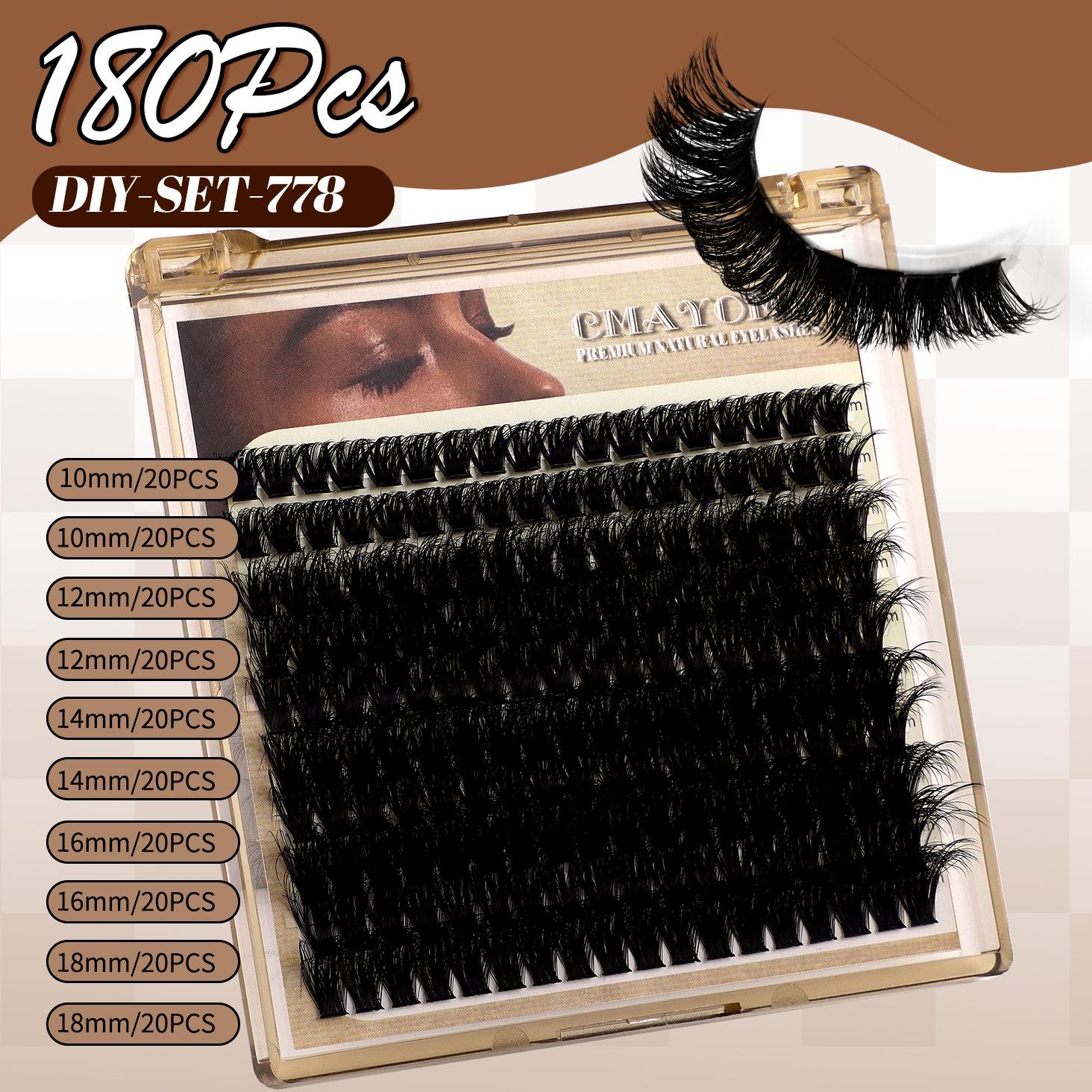 Набор для самостоятельного наращивания сегментных накладных ресниц D-изгиб: Натуральные и густые 40D-160D для самостоятельного нанесения