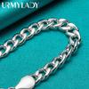 925 Sterling Silver 10mm Side Chain Bracelet Fashion Jewelry MB039