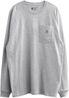 Long Sleeve Long T Pocket Pocket T Workwear Loose Fit K126 M T-Shirt Men's Heather_Grey [Item]