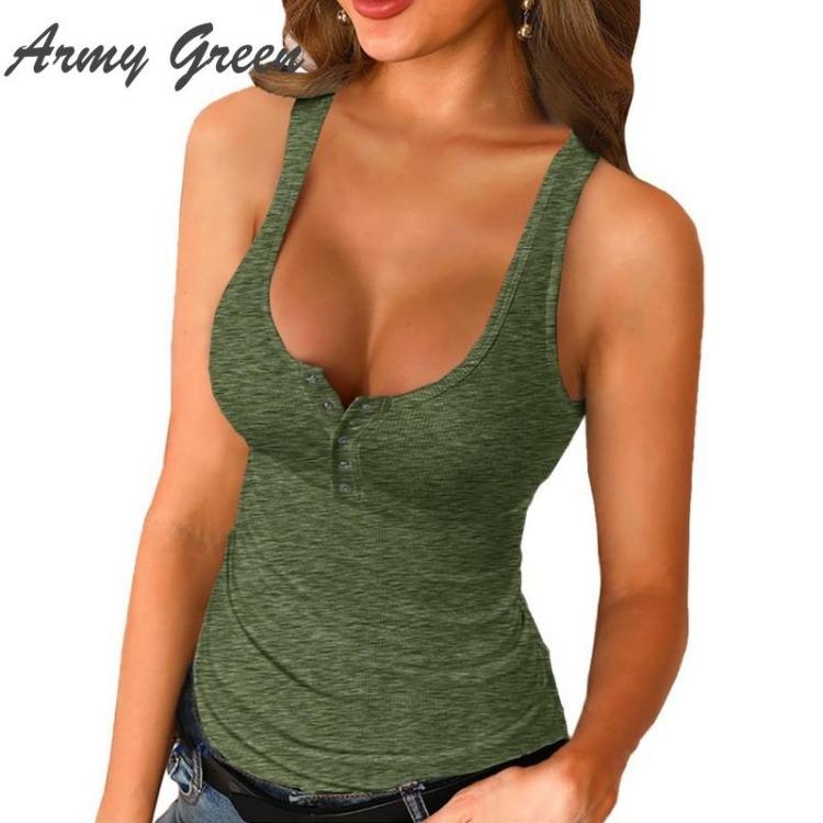 Summer Off Shoulder Casual V-neck Button Up Shirts Solid Color Tops 5 Colors Available