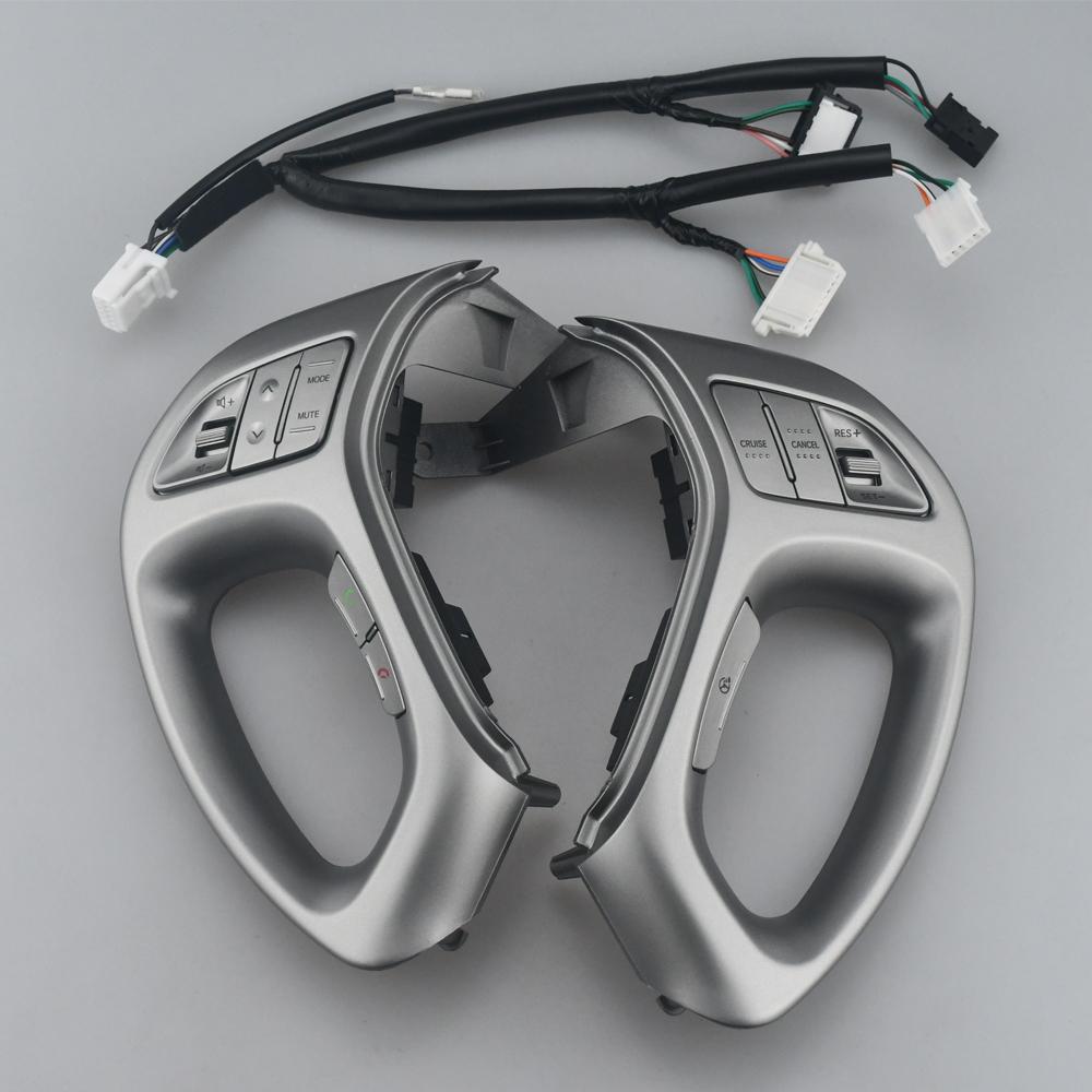A Set For Hyundai IX35 2010-2017 Tucson 2010-2014 Car Cruise Buttons Steering Wheel Audio Volume Music Cruise Buttons Backlight серебряный серый