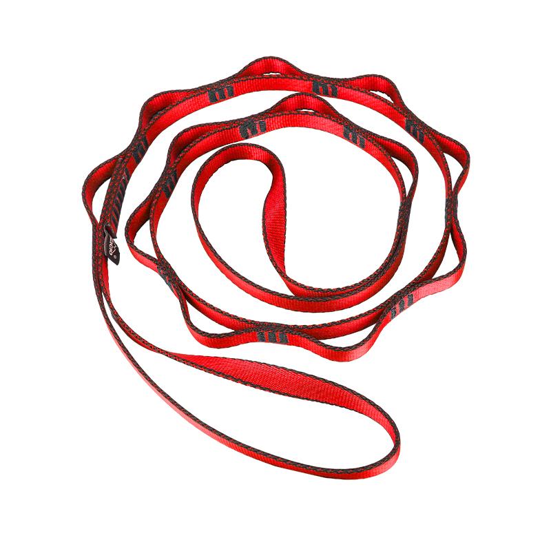 High Strength Nylon Daisy Chain Sling for Rock Climbing, Aerial Yoga Hammock Extension Strap with Multiple Loops (Red,110cm) красный