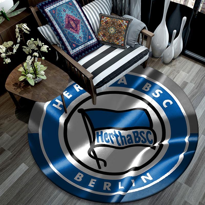 Hertha BSC Berlin Printed Round Rug, Non Slip Washable Circular Carpet For Living Room Bedroom Playroom, Sports Fan Decor, Holiday Birthday Gift