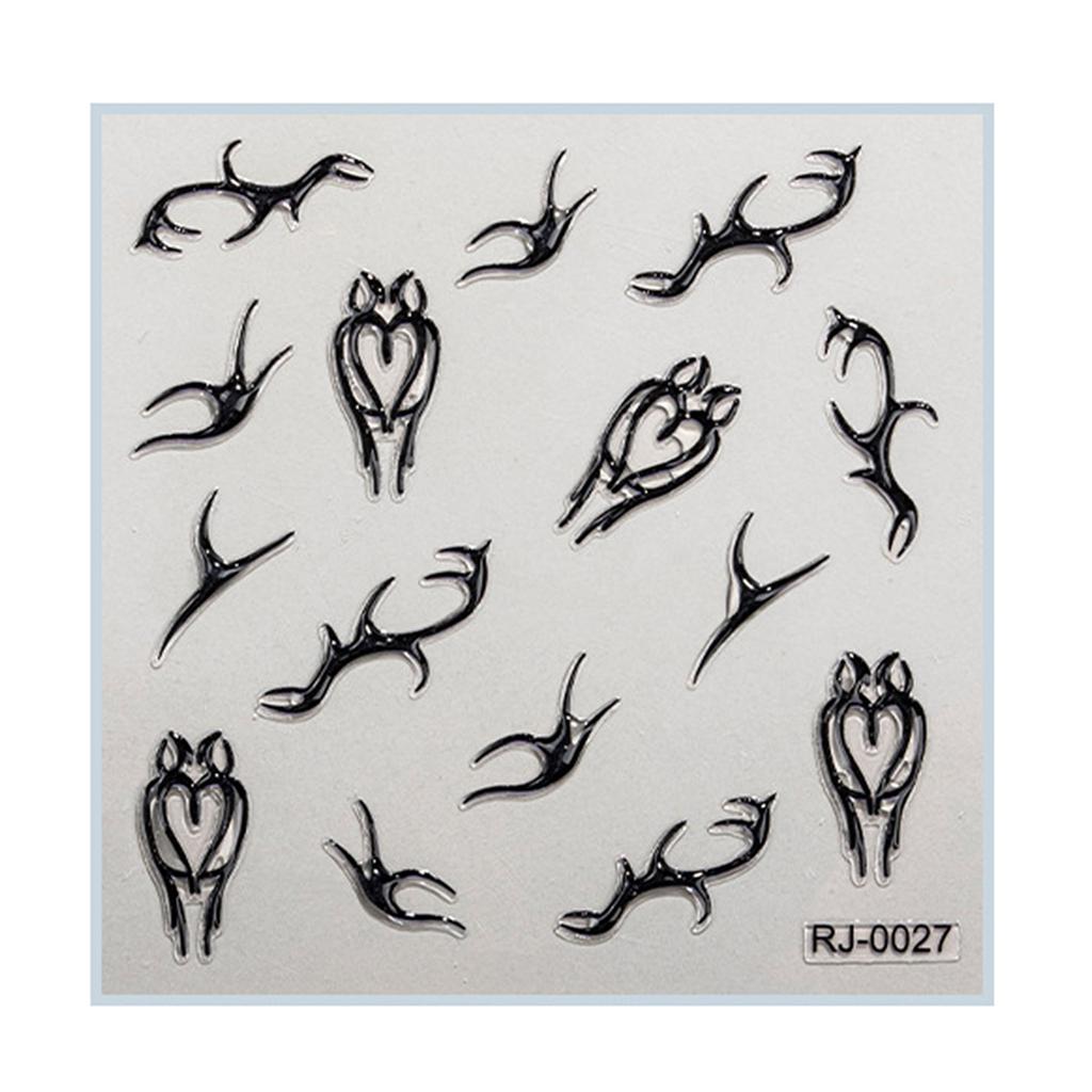 Embossed Cartoon Nail Art Stickers Decals Self-Adhesive Floral Nail Supplies Nail Art Design Decoration Accessories