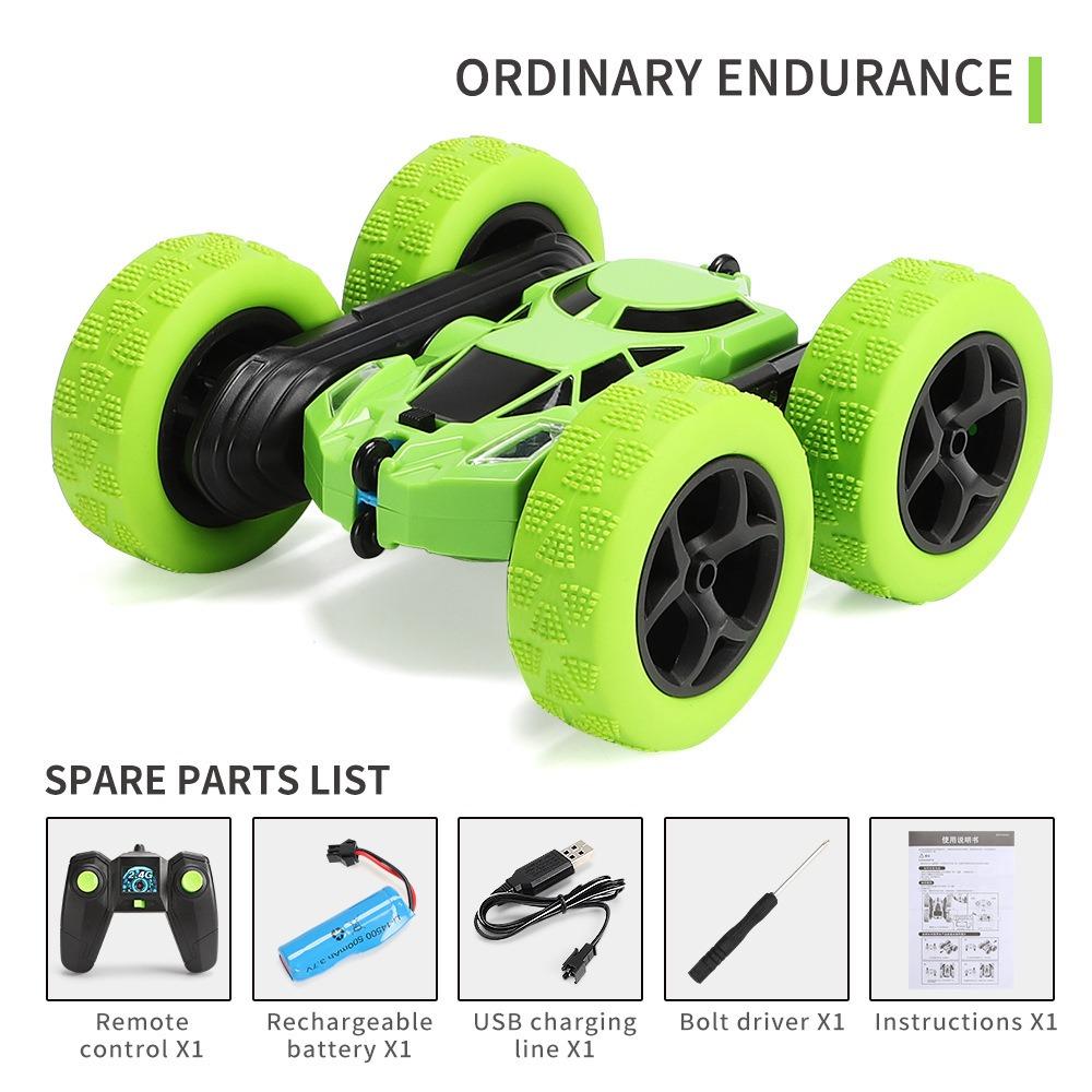 

360° Rotated Twist Stunt Car Toy Double-sided Flip Off-Road RC Car Kid Boy Gift зелёный