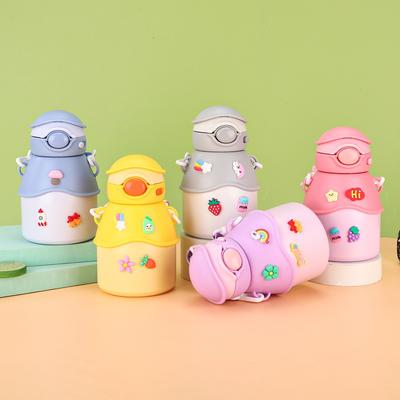 New Cartoon Figure Pot Belly Cup Stainless Steel Children's Thermos Cup Male and Female Students Portable Carrier Cup with Straw