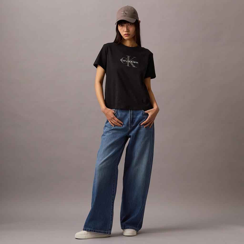 Classic Monologo Crew Neck 47B864G S BLACKUB1 [Calvin Klein] T-Shirt