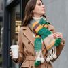 Mohair Rainbow Tassel Shawl Loop Yarn Winter Cashmere Scarves Simple Women Cape  Girl
