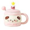 Cute Ceramic Water Cup Birthday Gift for Girls Super Cute and Beautiful Couple Mug with Lid Spoon Cup Souvenir