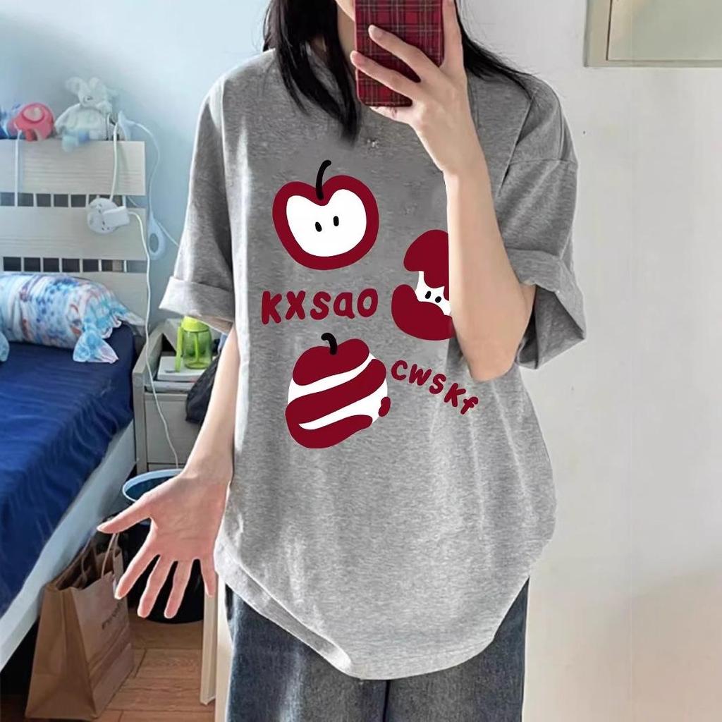2025 Summer Women's Pure Cotton Oversized Short Sleeve T-Shirt in American Style
