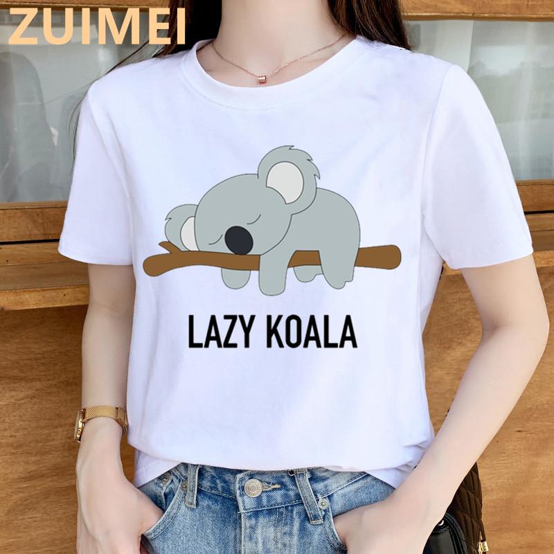 Funny Koala My Puns Are Nope Print Harajuku Top Women T-shirt Casual Ladies Basic O-collar Short Sleeved T-shirt Girl,Drop Ship