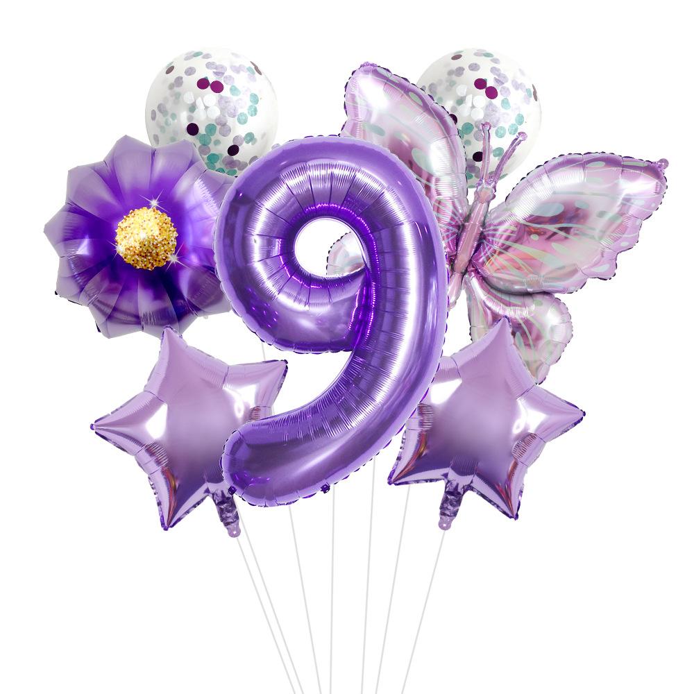 

Purple Butterfly Flower 32-Inch Digital Aluminum Film Balloon Set Children S Birthday Party Decoration Scene Arrangement Purple Butterfly Daisy Digital Set 9