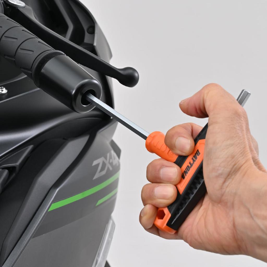 Daytona Motorcycle Tool Hex Wrench Set with and 61377 Set, 7-Piece T-Grip Handles, 2.5, 3, 4, 5, 6, 8, 10mm,