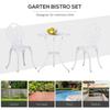 Set da Patio Bistro in 3 Pezzi per 2 Persone, Tavolo e Sedie da Giardino in Alluminio da Esterno con Foro per Ombrellone per Balcone, Bianco