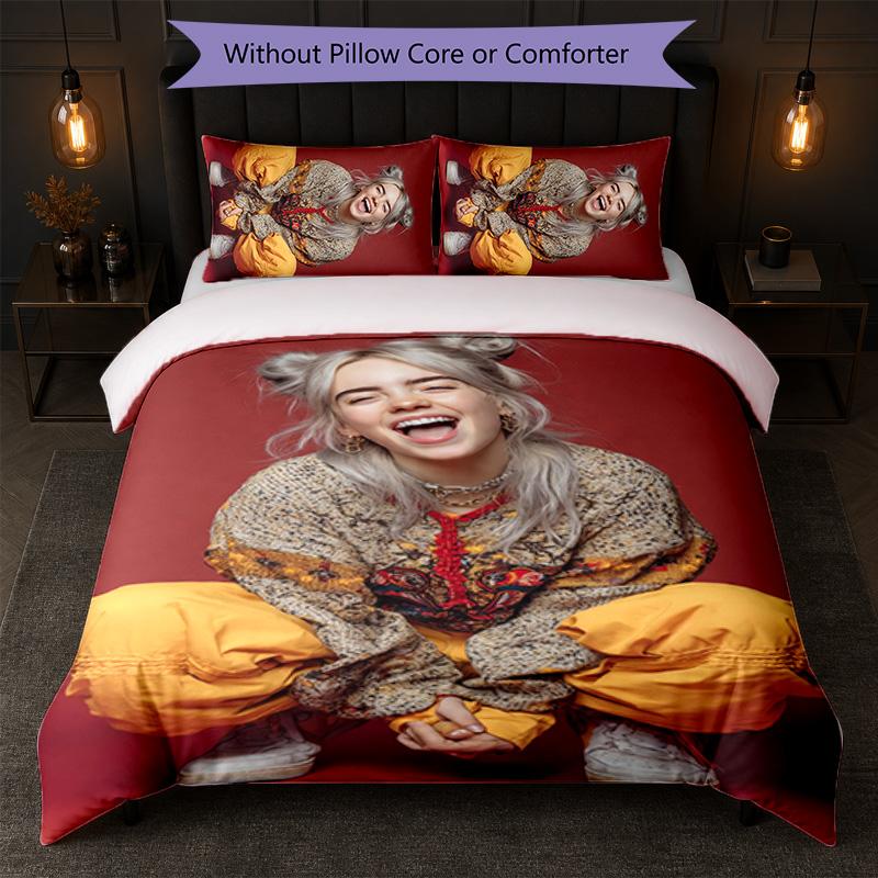 Billie Eilish Print 3Pcs Duvet Cover Set 1 Duvet Cover and 2 Pillowcases Soft Bed Linen For Household Bedroom