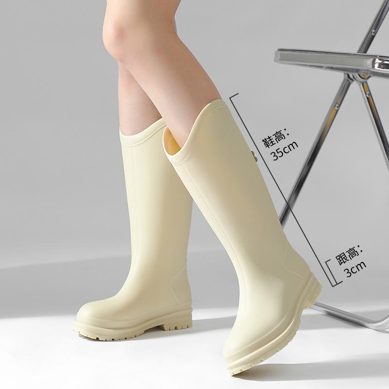 Japanese and Korean Platform Pvc Rain Shoes New Women's Outer Wear, Waterproof and Non-slip Outdoor Long Tube Fashion Rain Boots Women
