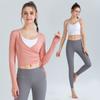 Nuevo conjunto de ropa de yoga desnuda para mujer, camisetas de ejercicio con transferencia de humedad y sudoración, ropa de fitness para yoga de cintura alta, traje de tres piezas