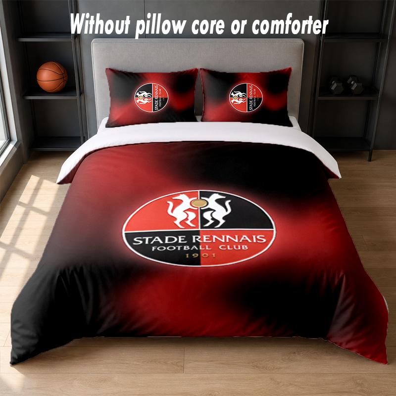 Stade Rennais FC Design Bed Bedding Set 1 Duvet Cover + 2 Pillowcases Soft Breathable Household Bed Linens