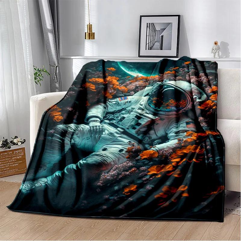 3D Outer Space Astronaut Universe Spaceman Cartoon Blanket,Soft Throw Blanket for Home Bedroom Bed Sofa Office Cover Blanket Kid