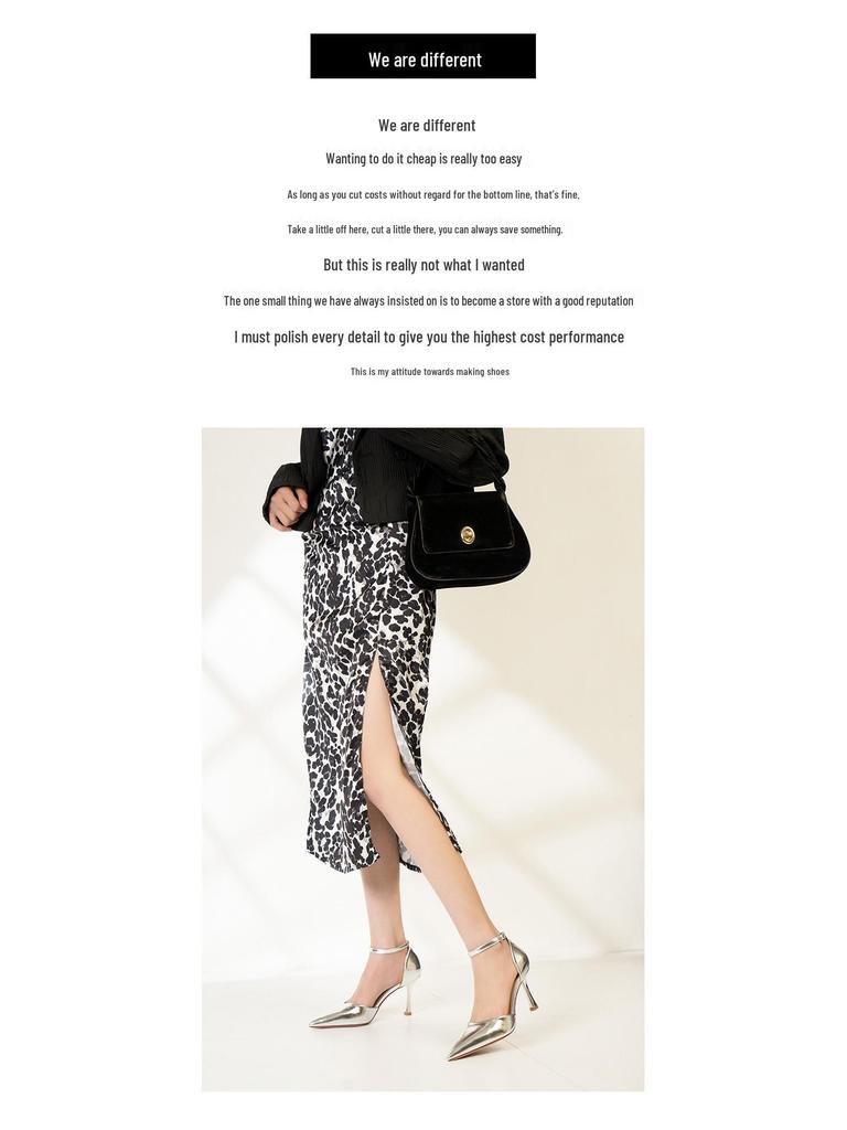 6693-1 Metallic Design One-Strap High Heels - Women's Sexy Pointed Toe Shoes