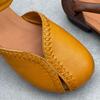 Johnature Retro Handmade Genuine Leather Sandals Hollow-out Soft Sole Round Toe Women's Shoes