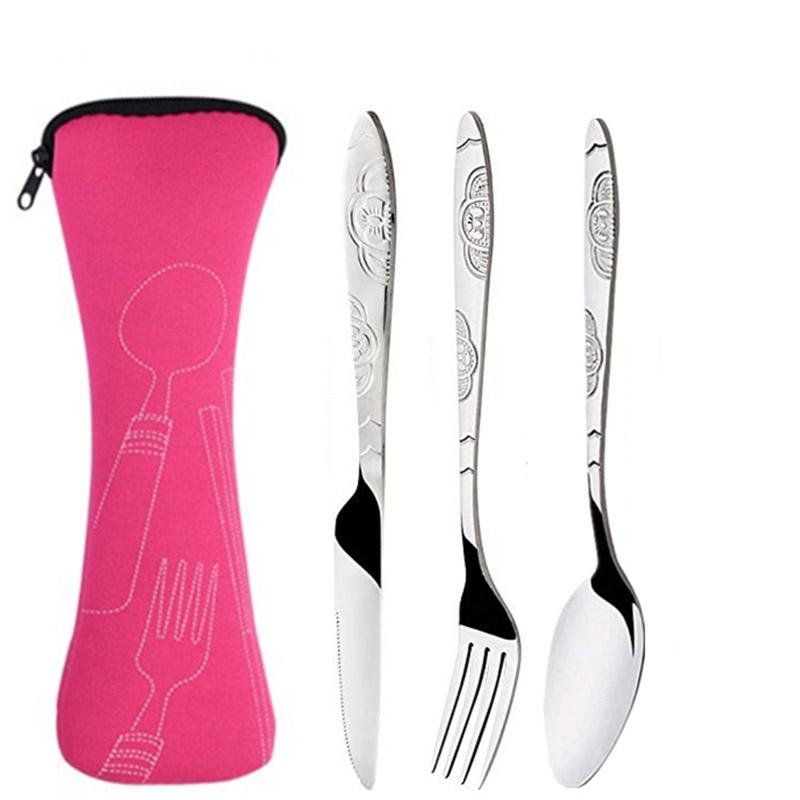 Edelstahl Bestecktasche Waschbar mit Reißverschluss Besteckset Etui Tragbare Tasche für Abendessen Haushaltswerkzeug Reisen Camping Löffel