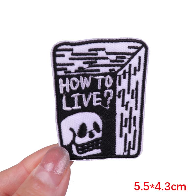 Horror Skull Patch Punk /Letter Embroidered Sew Patch Jackets Backpack Diy Iron On Patches For Clothing Ironing /Stickers 