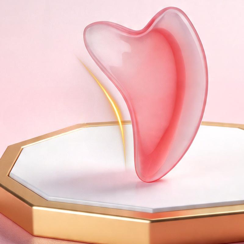 Pink Gradient Facial Gua Sha Scraper And Eye Massage Stick Set, Double Ended Lymphatic Drainage Tool For Face And Neck