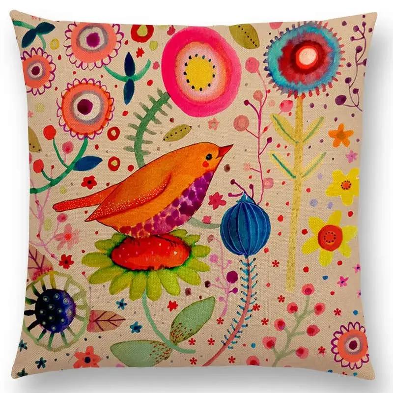 

Новые поступления Наволочка с акварельными птичками Наволочка с цветочным декором для дома 66x66cm золотистый