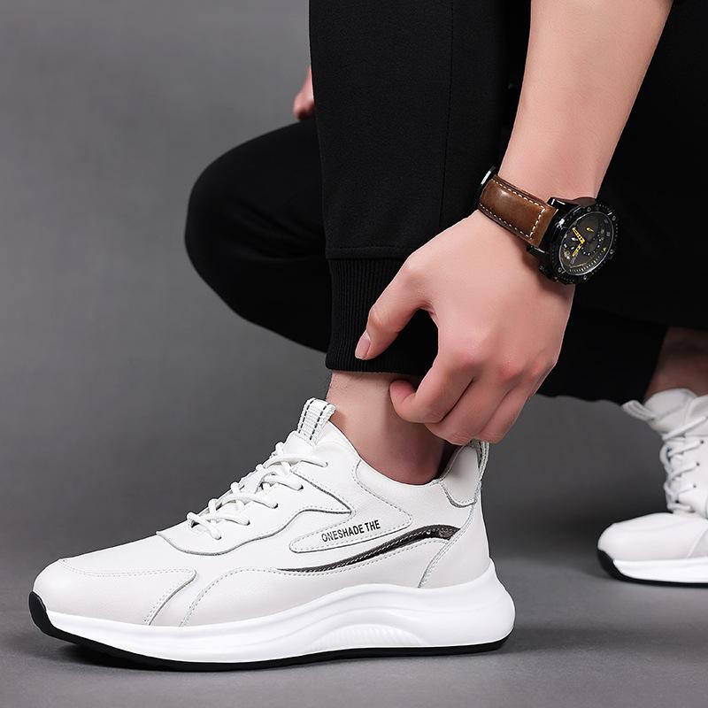 Shoes men's shoes autumn and winter new leather sports shoes fashionable versatile thick soles heightening leisure travel tide shoes dad shoes