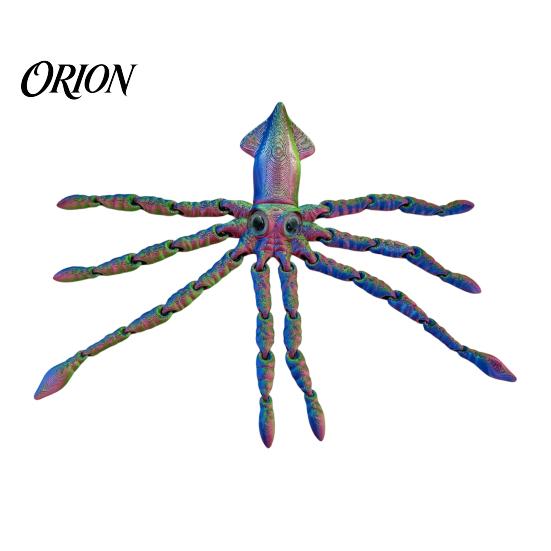 Ocean Themed Party Favors 3D Printed Squid Fidget Toy, Flexible Articulated Marine Animal Figure, Decompression Educational Cognitive Teaching