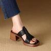 2025 Damen Sandalen Handgefertigt Vintage Eckige Zehen Damen Hausschuhe Schnallenschuh Neue Damen Sommer Strand Freizeit Pumps