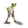 Mopping Cartoon Frog Figurine Doing Resin Statue Housework Frog Sculpture Home Office