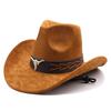 New Western cowboy hat, Tibetan wool top hat, men's and women's autumn/winter outdoor ox-head accessory, travel riding hat
