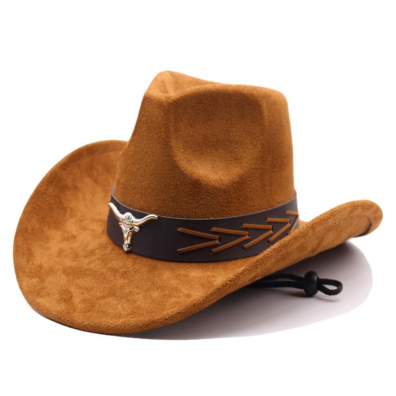 New Western cowboy hat, Tibetan wool top hat, men's and women's autumn/winter outdoor ox-head accessory, travel riding hat