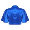 Women Satin Jacket Top Lapel Collar Flutter Sleeve Front Button Blouse Victorian Style for Casual Daily Party Wear