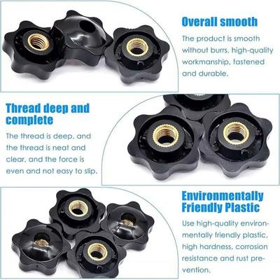 10Pcs Durable M4 M5 M6 M8 M10 M12 Hand Tighten Nuts Handle Thread Black Plum Nuts Mechanical Clamping Knob