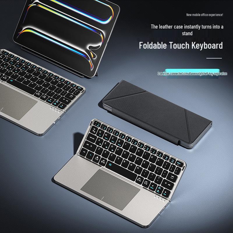 Compact Rechargeable Bluetooth Folding Keyboard, Compatible with Multiple Systems for Phones and Tablets