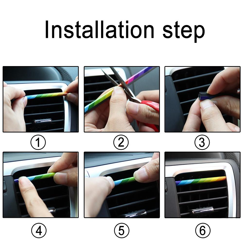 10Pcs A/C Air Conditioner Air Outlet Decoration Strips Interior Parts Auto Accessory 6 Color Car Tuning Accessories Products DIY